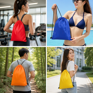 Bolsa Deportiva Impermeable con Cordón Ajustable, 40x34cm, de Nailon, Ligera, para Gimnasio, Piscina, Playa, Escuela, Senderismo, Personalizable con Logotipo, al por Mayor - Product Image 4