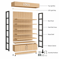 Étagère de supermarché en métal avec éclairage LED, cadre en métal noir, 5 niveaux, base de rangement, portes verrouillables