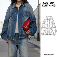 Veste en jean surdimensionnée pour femme, style vintage, effet éclaboussures de peinture et vieilli, col à revers classique, boutonnée, décontractée, écologique, manteau d'hiver OEM