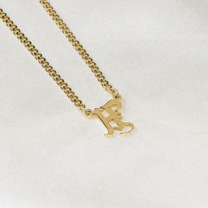 Collar con Cadena de Eslabones y Dije Inicial Personalizado, Nombre Personalizado, <span class=keywords><strong>Fuente</strong></span> Gótica Inglesa, 26 Letras Mayúsculas, para Mujer y Hombre - Product Image 5