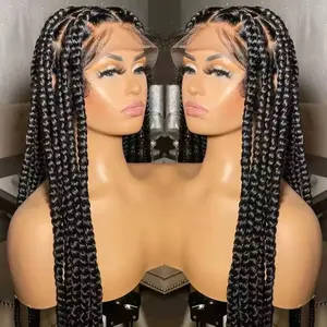 Full Lace Braided Wigs Human Hair For Women Transparent Cornrow Braided Lace Front Wig.Wholesale Glueless Braid Wig Vendors