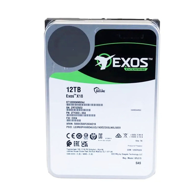 Hot Hdd Exos Hdd X18 St12000nm004j 12TB 7.2K Rpm 12Gbps Sas 3.5" Server Hard Drives