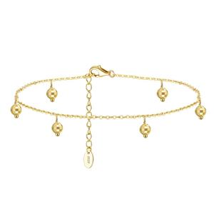 Cavigliera da Donna in Argento Sterling 925 con Catena a Cavo da 1mm e Perline da 6mm - Gioielli all'Ingrosso - Product Image 1