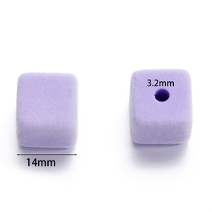 Plush Flocked Square <b>Beads</b> <b>Plastic</b> Loose <b>Beads</b> For DIY Jewelry Phone Chain Accessories - Product Image 2