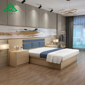 Ensembles de meubles de chambre d'hôtel commerciaux économiques en bois naturel, lit double, design moderne, pour fond TV, anti-eau et anti-insectes, pour appartement - Product Image 2