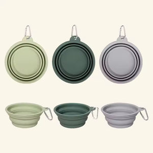 Gamelle pliable 2-en-1 pour animaux de compagnie en TPE, personnalisable avec logo, portable, colorée et durable, pour l'extérieur, avec boucle, pour nourriture et eau, vente en gros - Product Image 1