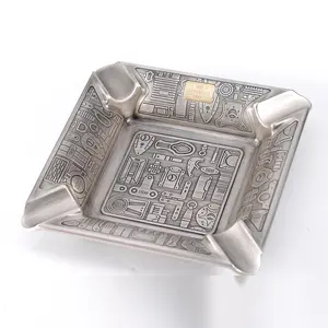 JIFENG JF-2004 cigar accessories design 18*18*4cm 630g customized logo square antique metal souvenir cigar ashtray