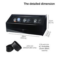Boîte de rangement double pour montres en bois avec moteur silencieux de luxe, remontoir automatique 6+7, écologique, avec serrure de protection, matériaux recyclés