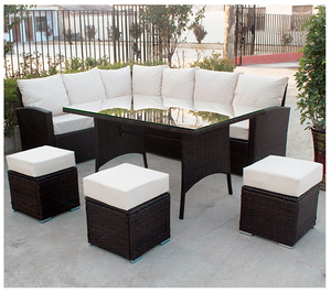 Conjunto de muebles modernos de ratán para exteriores, conjunto de comedor en forma de <span class=keywords><strong>L</strong></span> para jardín - Product Image 5