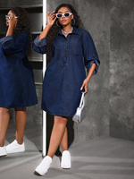 Robe chemise ample en jean grande taille de qualité supérieure pour l'automne – Vente en gros