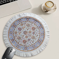 Petit tapis de souris, dessous de verre, tapis de bureau en feutre personnalisé, style persan oriental, avec pompons, décoration de table sur mesure