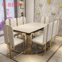 Table à manger moderne U-BEST, ensemble de tables à manger en marbre, table à manger rectangulaire de luxe pour petit appartement