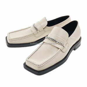 Mocassins Derby en Cuir Véritable de Qualité Supérieure, Neufs avec Étiquettes, Unisexe, pour Femme, Chaîne Noire, Chaussures Habillées, Mocassins en Cuir à Bout Carré pour Homme - Product Image 3