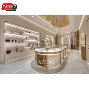 Escaparate de joyería de acero inoxidable moderno personalizado, vitrina de vidrio templado de lujo, iluminación LED, sala de exposición ecológica - Product Image 2