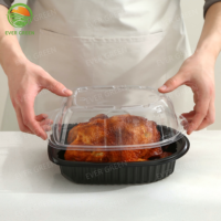 Contenants en plastique jetables ovales de qualité alimentaire pour poulet rôti, boîtes d'emballage à emporter (usage extérieur)
