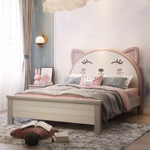 Cama de Dibujos Animados para Niños, Camas de Madera Creativas Nórdicas, Cama de Princesa para Niña, Juego de Dormitorio Individual para Hija, <span class=keywords><strong>Suite</strong></span> para Estudiantes Escolares - Product Image 5