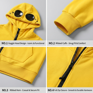 Sweat à capuche zippé pour homme en coton 100% Automne-Hiver, motif brodé personnalisé de haute qualité, sweat à capuche zippé pour homme - Product Image 2