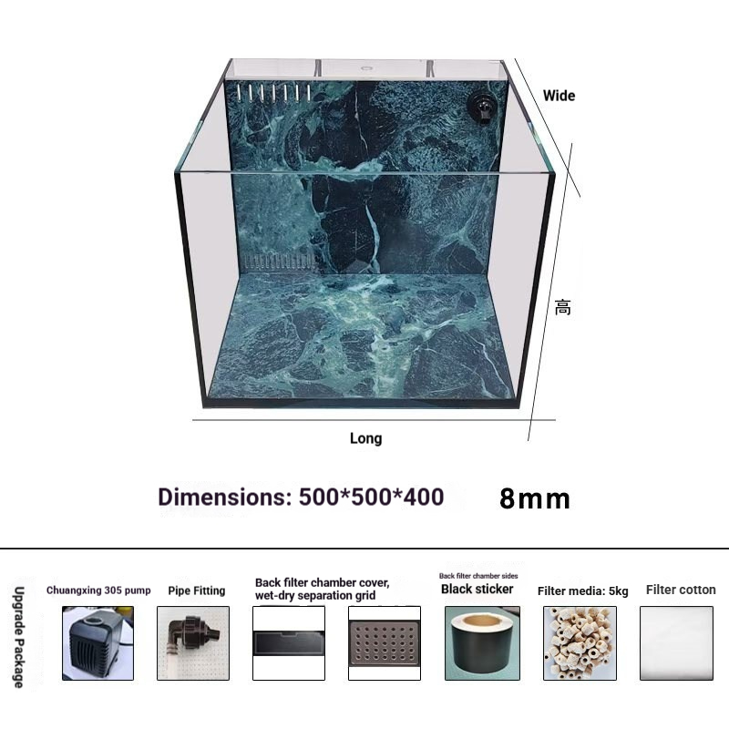 Upgraded Version, 500*500*400 (8mm) Rock Slab Back Filter