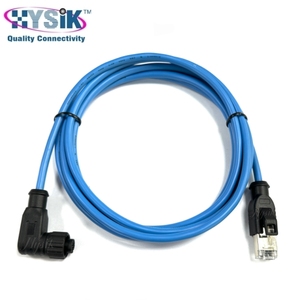 M12 Dik Açılı 5 Kutuplu Dişi - RJ45 Ağ Bağlantı Kablosu 2 Metre Mavi PVC Kablo - Product Image 2