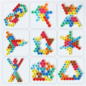 Montessori 3d Stacking Building Block Sets Wooden Puzzle Children Hamburg Puzzle Board Matching Games Toys for Kids Boys Girls - Product Image 4