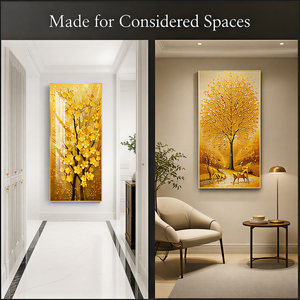 Arte Murale Albero Dorato in Ferro e Alluminio, Sfondo Nero, Immagine Naturale per Soggiorno, Ingresso, Hotel, Interni <span class=keywords><strong>di</strong></span> Lusso Art Déco - Product Image 5
