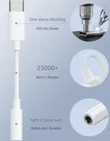 Adaptateur audio USB-C vers 3,5 mm - Pack de 2 HiFi compatible avec iPhone 17 16 15 Samsung Type C vers prise jack