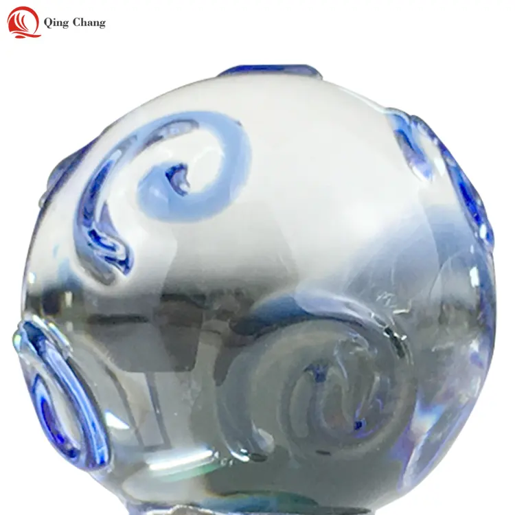 Kaca Bening Bola dengan Bule Swirl Dirancang Kap Lampu Finials untuk Lampu Lantai/Meja Lampu Finial Dekoratif
