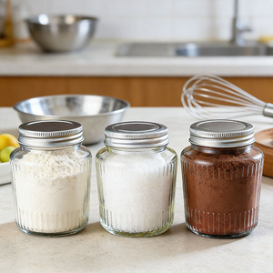 Vente en gros de <span class=keywords><strong>pots</strong></span> en verre pour aliments avec <span class=keywords><strong>étiquettes</strong></span> personnalisées, ronds, 150 ml, 250 ml, 380 ml, 500 ml, avec couvercles - Product Image 1