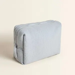 Ins style bolsa de maquiagem feita de algodão, eco-amigável, portátil, para viagens, bolsa para cosméticos