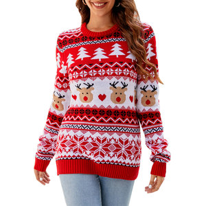 Christmas Sweaters Funny Jumper Reindeer Snowflake Sweater Long Sleeve Jumpers <strong>Xmas</strong> Crew Neck Knitted Pullover Winter <strong>for</strong> <strong>Women</strong> - Product Image 1