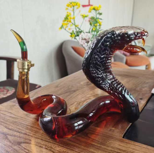 Làm Bằng Tay Borosilicate 1000Ml Hoặc 750Ml Rõ Ràng Thủy Tinh Sáng Tạo Động Vật Rượu Vang Chai Thủy Tinh Vua Rắn Hổ Mang Hoàng Đạo Rắn Decanter Chai - Product Image 4