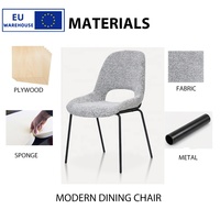 Stock UE 2 pièces/carton Chaise de salle à manger rembourrée avec pieds en métal, chaises de salle à manger confortables, éponge haute résilience, chaise de salle à manger design