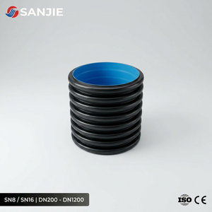 Tuyau en PEHD ondulé à double paroi SN8 SN16 150mm 200mm pour drainage des eaux usées municipales, certifié ISO9001 CE - Product Image 1