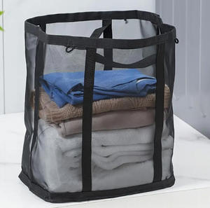 Cesta de malla plegable para artículos domésticos montada en la pared y fácil de limpiar para almacenamiento de ropa - Product Image 1