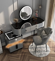 Coiffeuse Intelligente Blanche en Bois Massif de Chêne, Moderne, avec Recharge Sans Fil, Multifonctionnelle, Éclairage LED, pour Chambre, Salon, École