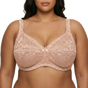<span class=keywords><strong>Reggiseno</strong></span> minimizzatore senza ferretto con copertura completa, taglie forti, in pizzo floreale e rete laterale, non imbottito, coppe <span class=keywords><strong>D</strong></span> E F, per uso quotidiano - Ingrosso di fabbrica - Product Image 3