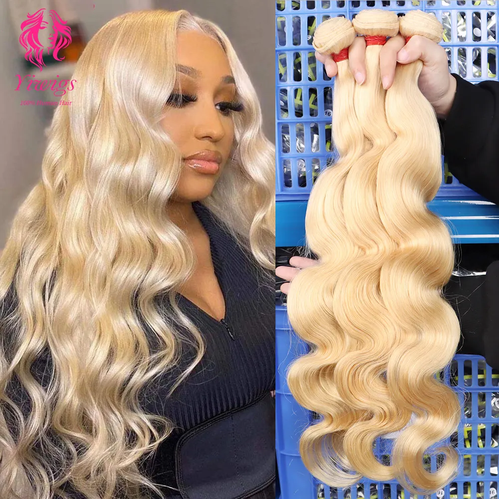Wholesale Natural 12A Indian Weaves Extensions 100% Virgin Raw Blonde 613 Body Wave Bundles Peruvian And Brazilian Human Hair