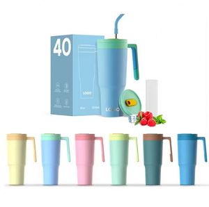 Vaso Térmico de 40oz con Asa y Pajita, Botella de Agua Reutilizable de Acero Inoxidable con Aislamiento al Vacío para el Hogar, Oficina o Coche, Libre de BPA - Product Image 3