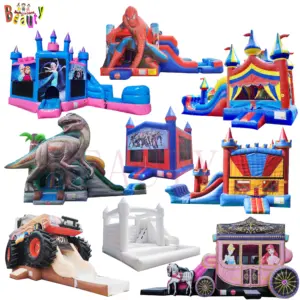 Kids Moonwalk Commercial Inflatable Bounce House Outdoor Jumping Bouncy Castle White Bouncer House Adult Combo With Water Slide