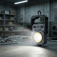 Lampe de travail LED G21 COB TG3 à double source lumineuse, portable, rechargeable, à gradation progressive, lampe d'avertissement rouge pour atelier et situations d'urgence