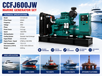 Grupo Electrógeno Marino SCDC CCFJ600JW de 600 kW y 4 Tiempos, Motor Diésel KTA38-DM de 1800 RPM para Barcos de Ingeniería y Embarcaciones de Investigación