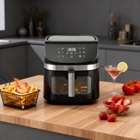 Friteuse à air électrique carrée moderne en acier inoxydable 9L 2400W, cuisson rapide, sans huile, contrôle tactile, pour hôtel et usage domestique