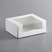 Boîte à gâteaux personnalisée 8x8x2.5 pouces blanc brun boîtes de boulangerie Kraft avec fenêtre pour fraises emballage de Dessert