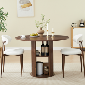 Ensemble de table à manger ronde en tissu moderne et 2 chaises (pour 2 à 4 personnes) - Meubles de salle à manger écologiques et durables pour la maison - Product Image 3