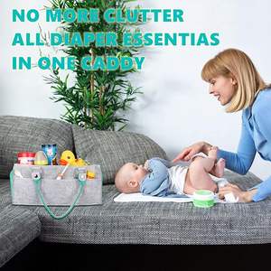 Panier de rangement pour pépinière organisateur de voiture nouveau-né essentiel bébé couche Caddy pour <span class=keywords><strong>table</strong></span> <span class=keywords><strong>à</strong></span> <span class=keywords><strong>langer</strong></span> et voiture cadeaux de douche de bébé - Product Image 2
