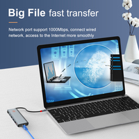 Thunderbolt 4 Docking Station Double 4K Hdtv 5 En 1 Double Usb C Hub Type-C Adaptateur Chargeur Multiport 6 En 1 Usb C Hub