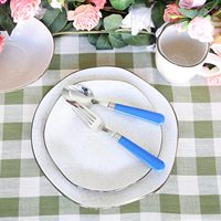 Ensemble de couverts en acier inoxydable de 20 pièces avec manches bleu saphir, 4 couteaux à dîner, fourchettes, cuillères, cuillères à dessert - Passe au lave-vaisselle