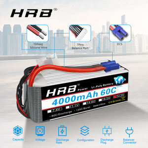 Batería Lipo HRB 6S 22.2V 4000mah para <span class=keywords><strong>Drones</strong></span>, 60C, Conector XT90, Enchufe EC5 para Autos RC, <span class=keywords><strong>Drones</strong></span>, Helicópteros y Aviones RC - Product Image 4