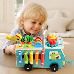 Juguete Sensorial Montessori de Madera con Forma de Camión, Tablero de Actividades para Niños Pequeños de 1 a 3 Años, Cubo de Aprendizaje para Sala de Juegos - Product Image 6