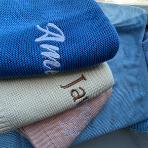 Popolare Coperta Personalizzata in Morbido Cotone Naturale Lavorata a Maglia Copertura Traspirante per Passeggino per <span class=keywords><strong>Baby</strong></span> Shower Stagione Invernale - Product Image 2